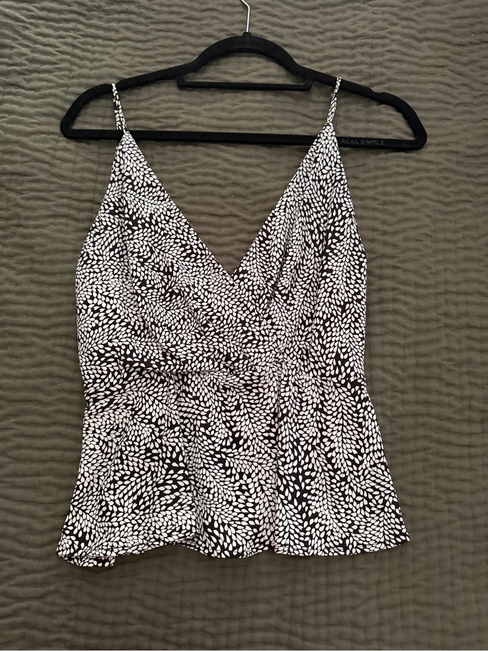 Tyche Black & White V-Neck Printed Spaghetti Strap Top